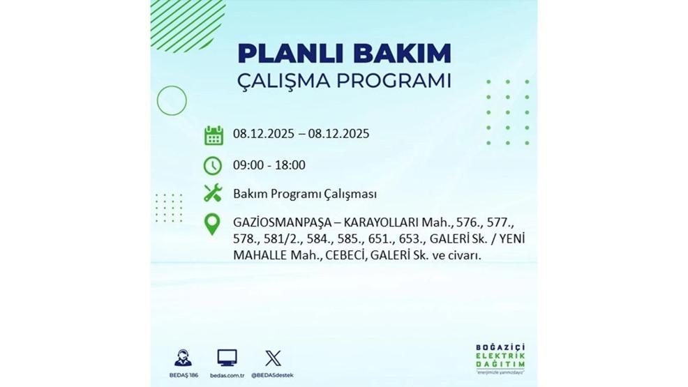 8 ARALIK 2025 İSTANBUL AYEDAŞ-BEDAŞ ELEKTRİK KESİNTİSİ: İstanbulda Elektrik Kesintisi Ne Zaman Bitecek, Elektrikler Ne Zaman Gelecek Bağcılar, Sarıyer, Esenyurt...