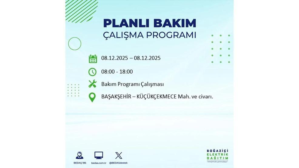 8 ARALIK 2025 İSTANBUL AYEDAŞ-BEDAŞ ELEKTRİK KESİNTİSİ: İstanbulda Elektrik Kesintisi Ne Zaman Bitecek, Elektrikler Ne Zaman Gelecek Bağcılar, Sarıyer, Esenyurt...