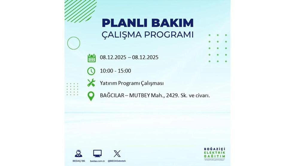 8 ARALIK 2025 İSTANBUL AYEDAŞ-BEDAŞ ELEKTRİK KESİNTİSİ: İstanbulda Elektrik Kesintisi Ne Zaman Bitecek, Elektrikler Ne Zaman Gelecek Bağcılar, Sarıyer, Esenyurt...