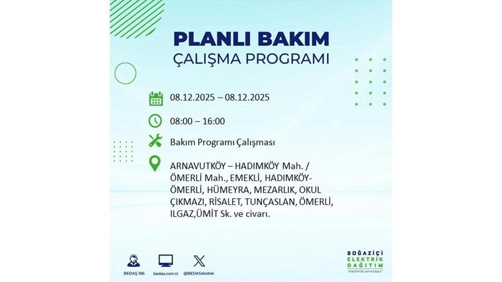 8 ARALIK 2025 İSTANBUL AYEDAŞ-BEDAŞ ELEKTRİK KESİNTİSİ: İstanbulda Elektrik Kesintisi Ne Zaman Bitecek, Elektrikler Ne Zaman Gelecek Bağcılar, Sarıyer, Esenyurt...
