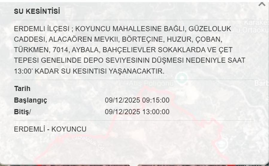 MESKİ MERSİN SU KESİNTİSİ 9 ARALIK : Mersinde Sular Ne Zaman Gelecek Mersin Su Kesintisi Ne Zaman Bitecek Anamur, Erdemli, Mezitli, Bozyazı, Tarsus, Silifke...