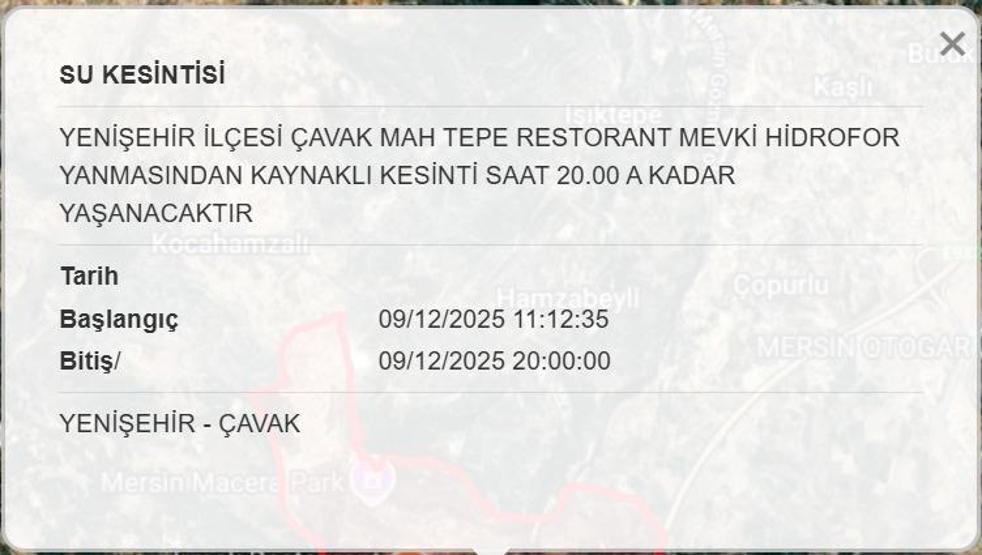 MESKİ MERSİN SU KESİNTİSİ 9 ARALIK : Mersinde Sular Ne Zaman Gelecek Mersin Su Kesintisi Ne Zaman Bitecek Anamur, Erdemli, Mezitli, Bozyazı, Tarsus, Silifke...
