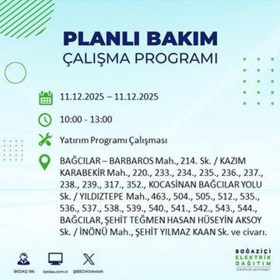 BEDAŞ İSTANBUL ELEKTRİK KESİNTİSİ 11 ARALIK: İstanbul’da elektrikler ne zaman gelecek 11 Aralık BEDAŞ AYEDAŞ 22 İlçede Elektrik Kesintisi