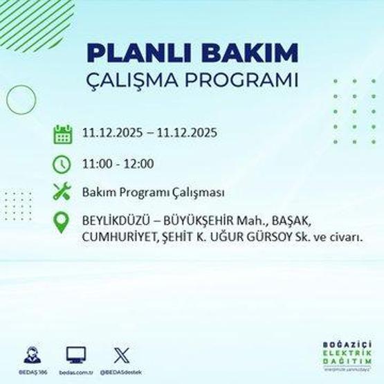 BEDAŞ İSTANBUL ELEKTRİK KESİNTİSİ 11 ARALIK: İstanbul’da elektrikler ne zaman gelecek 11 Aralık BEDAŞ AYEDAŞ 22 İlçede Elektrik Kesintisi