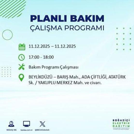 BEDAŞ İSTANBUL ELEKTRİK KESİNTİSİ 11 ARALIK: İstanbul’da elektrikler ne zaman gelecek 11 Aralık BEDAŞ AYEDAŞ 22 İlçede Elektrik Kesintisi