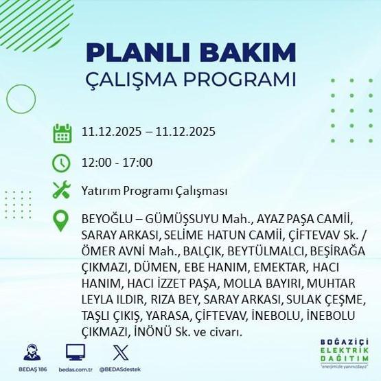 BEDAŞ İSTANBUL ELEKTRİK KESİNTİSİ 11 ARALIK: İstanbul’da elektrikler ne zaman gelecek 11 Aralık BEDAŞ AYEDAŞ 22 İlçede Elektrik Kesintisi