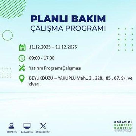 BEDAŞ İSTANBUL ELEKTRİK KESİNTİSİ 11 ARALIK: İstanbul’da elektrikler ne zaman gelecek 11 Aralık BEDAŞ AYEDAŞ 22 İlçede Elektrik Kesintisi