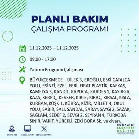 BEDAŞ İSTANBUL ELEKTRİK KESİNTİSİ 11 ARALIK: İstanbul’da elektrikler ne zaman gelecek 11 Aralık BEDAŞ AYEDAŞ 22 İlçede Elektrik Kesintisi