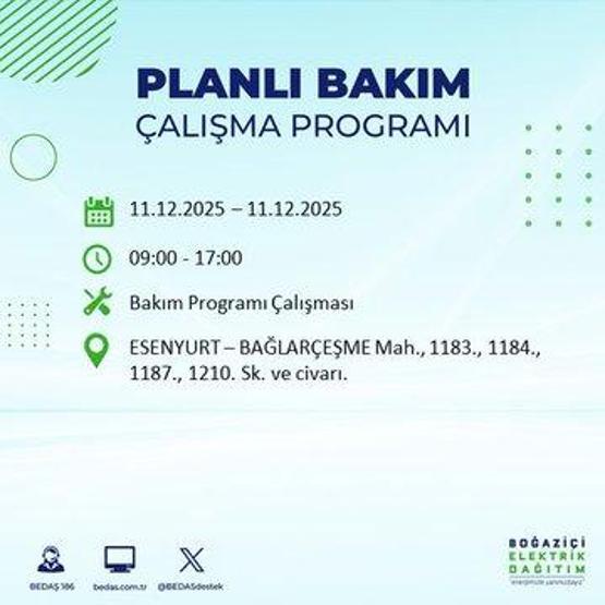 BEDAŞ İSTANBUL ELEKTRİK KESİNTİSİ 11 ARALIK: İstanbul’da elektrikler ne zaman gelecek 11 Aralık BEDAŞ AYEDAŞ 22 İlçede Elektrik Kesintisi