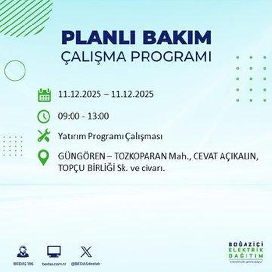 BEDAŞ İSTANBUL ELEKTRİK KESİNTİSİ 11 ARALIK: İstanbul’da elektrikler ne zaman gelecek 11 Aralık BEDAŞ AYEDAŞ 22 İlçede Elektrik Kesintisi