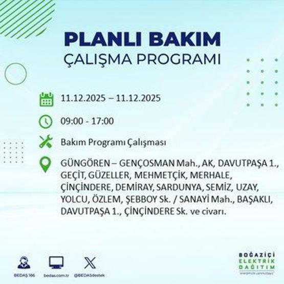 BEDAŞ İSTANBUL ELEKTRİK KESİNTİSİ 11 ARALIK: İstanbul’da elektrikler ne zaman gelecek 11 Aralık BEDAŞ AYEDAŞ 22 İlçede Elektrik Kesintisi