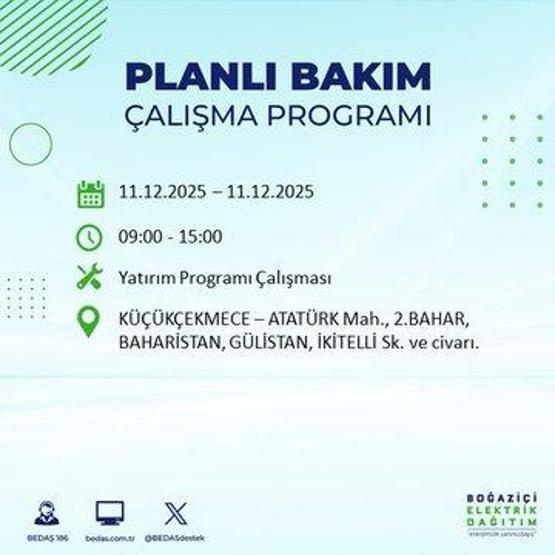 BEDAŞ İSTANBUL ELEKTRİK KESİNTİSİ 11 ARALIK: İstanbul’da elektrikler ne zaman gelecek 11 Aralık BEDAŞ AYEDAŞ 22 İlçede Elektrik Kesintisi