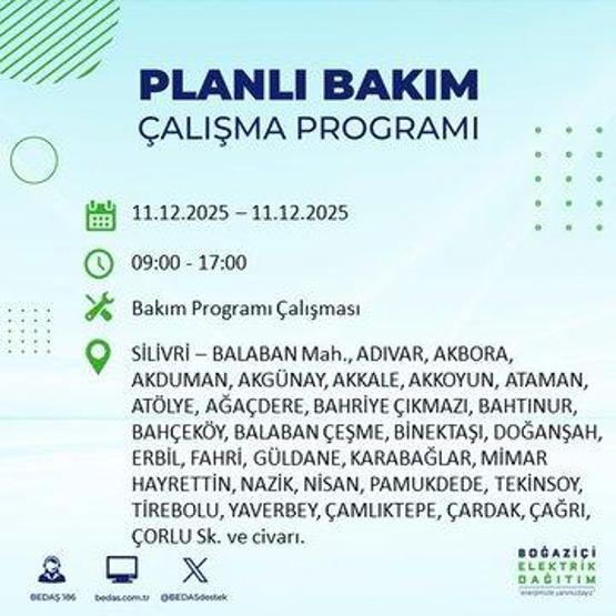 BEDAŞ İSTANBUL ELEKTRİK KESİNTİSİ 11 ARALIK: İstanbul’da elektrikler ne zaman gelecek 11 Aralık BEDAŞ AYEDAŞ 22 İlçede Elektrik Kesintisi