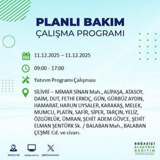 BEDAŞ İSTANBUL ELEKTRİK KESİNTİSİ 11 ARALIK: İstanbul’da elektrikler ne zaman gelecek 11 Aralık BEDAŞ AYEDAŞ 22 İlçede Elektrik Kesintisi