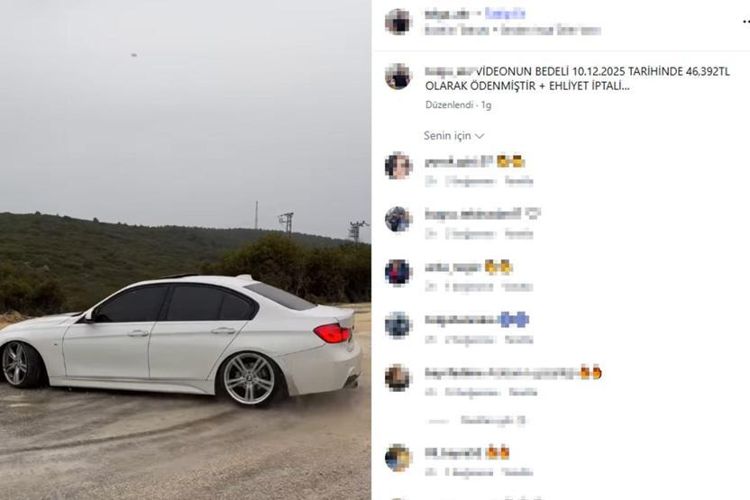 Drift yaptığı videoyu paylaşan sürücüye ceza