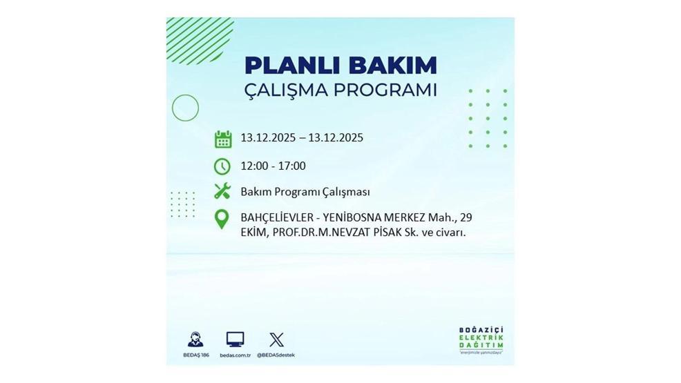 13 ARALIK 2025 İSTANBUL AYEDAŞ-BEDAŞ ELEKTRİK KESİNTİSİ: İstanbulda Elektrik Kesintisi Ne Zaman Bitecek Beyoğlu, Beylikdüzü, Silivri, Sarıyer...