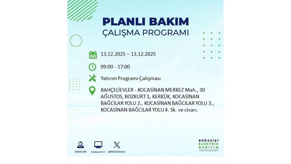 13 ARALIK 2025 İSTANBUL AYEDAŞ-BEDAŞ ELEKTRİK KESİNTİSİ: İstanbulda Elektrik Kesintisi Ne Zaman Bitecek Beyoğlu, Beylikdüzü, Silivri, Sarıyer...