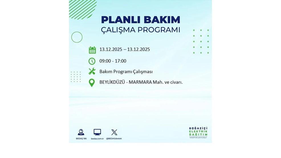 13 ARALIK 2025 İSTANBUL AYEDAŞ-BEDAŞ ELEKTRİK KESİNTİSİ: İstanbulda Elektrik Kesintisi Ne Zaman Bitecek Beyoğlu, Beylikdüzü, Silivri, Sarıyer...