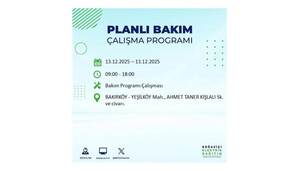 13 ARALIK 2025 İSTANBUL AYEDAŞ-BEDAŞ ELEKTRİK KESİNTİSİ: İstanbulda Elektrik Kesintisi Ne Zaman Bitecek Beyoğlu, Beylikdüzü, Silivri, Sarıyer...