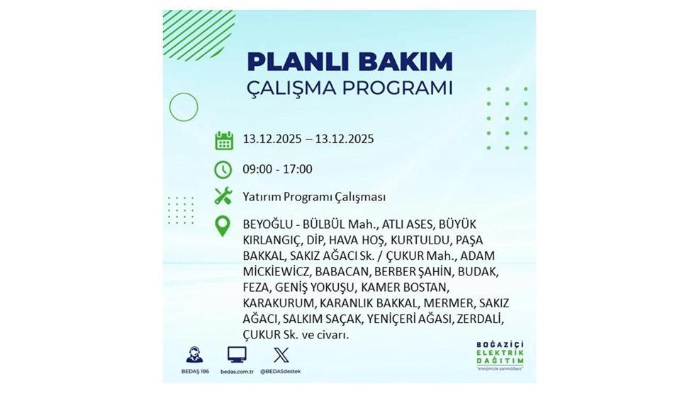 13 ARALIK 2025 İSTANBUL AYEDAŞ-BEDAŞ ELEKTRİK KESİNTİSİ: İstanbulda Elektrik Kesintisi Ne Zaman Bitecek Beyoğlu, Beylikdüzü, Silivri, Sarıyer...