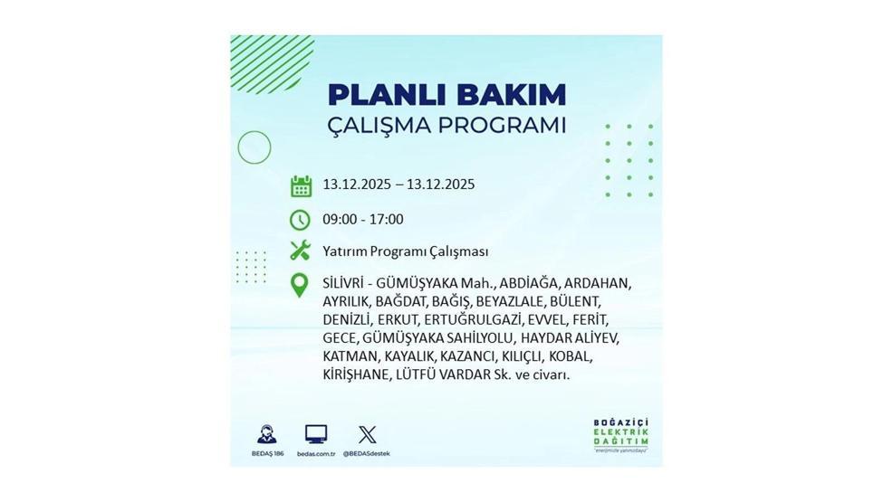 13 ARALIK 2025 İSTANBUL AYEDAŞ-BEDAŞ ELEKTRİK KESİNTİSİ: İstanbulda Elektrik Kesintisi Ne Zaman Bitecek Beyoğlu, Beylikdüzü, Silivri, Sarıyer...
