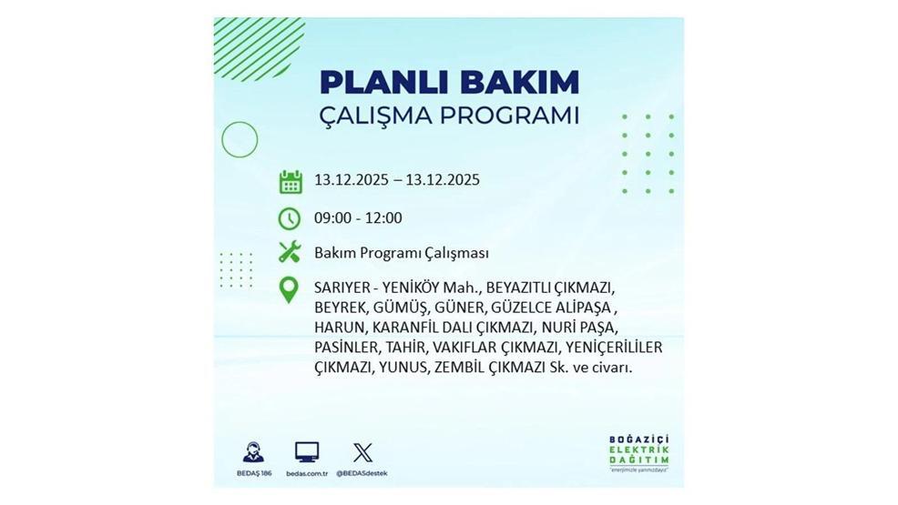 13 ARALIK 2025 İSTANBUL AYEDAŞ-BEDAŞ ELEKTRİK KESİNTİSİ: İstanbulda Elektrik Kesintisi Ne Zaman Bitecek Beyoğlu, Beylikdüzü, Silivri, Sarıyer...