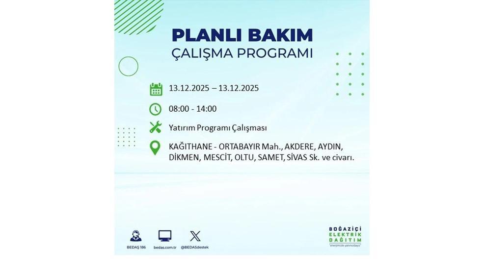 13 ARALIK 2025 İSTANBUL AYEDAŞ-BEDAŞ ELEKTRİK KESİNTİSİ: İstanbulda Elektrik Kesintisi Ne Zaman Bitecek Beyoğlu, Beylikdüzü, Silivri, Sarıyer...