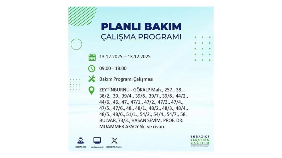 13 ARALIK 2025 İSTANBUL AYEDAŞ-BEDAŞ ELEKTRİK KESİNTİSİ: İstanbulda Elektrik Kesintisi Ne Zaman Bitecek Beyoğlu, Beylikdüzü, Silivri, Sarıyer...