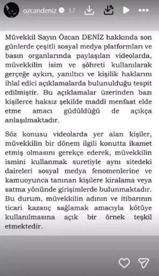 Özcan Deniz’den Servet İddialarına Sert Yanıt: “20 Evi Var” Söylentileri Gerçeği Yansıtmıyor