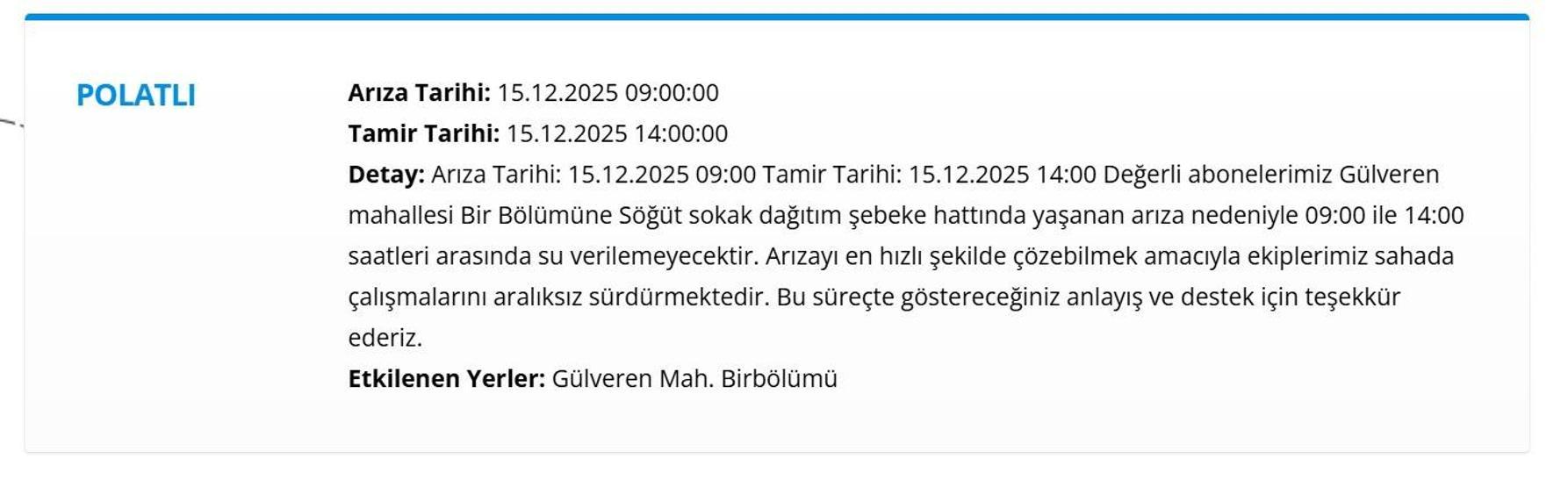 15 ARALIK ASKİ ANKARA SU KESİNTİSİ Ankara Su Kesintisi Hangi İlçelerde, Saat Kaçta Olacak Mamak’tan Etimesgut’a Detaylı Liste...