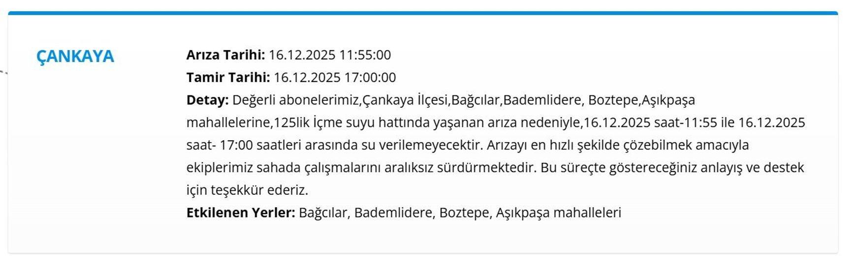 16 ARALIK ASKİ ANKARA SU KESİNTİSİ Ankara Su Kesintisi Hangi İlçelerde, Saat Kaçta Olacak Mamak’tan Etimesgut’a Detaylı Liste...