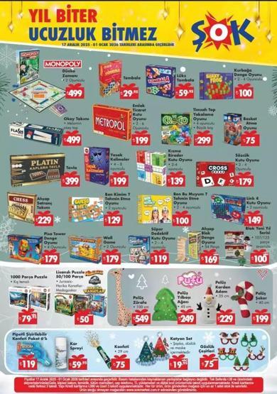 ŞOK Aktüel Ürünler 17 Aralık - 1 Ocak Listesi: ŞOK Yılbaşı Kataloğu Yayında Monopoly, Ledli Kar Küresi, Eğlenceli Oyunlar ve Dekoratif Ürünler Sizleri Bekliyor