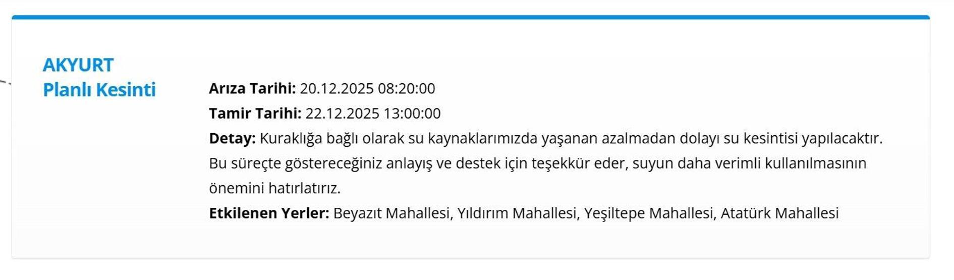 22 ARALIK ASKİ ANKARA SU KESİNTİSİ: Ankara Su Kesintisi Ne Zaman Bitecek, Sular Ne Zaman Gelecek