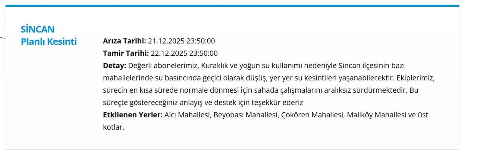 22 ARALIK ASKİ ANKARA SU KESİNTİSİ: Ankara Su Kesintisi Ne Zaman Bitecek, Sular Ne Zaman Gelecek
