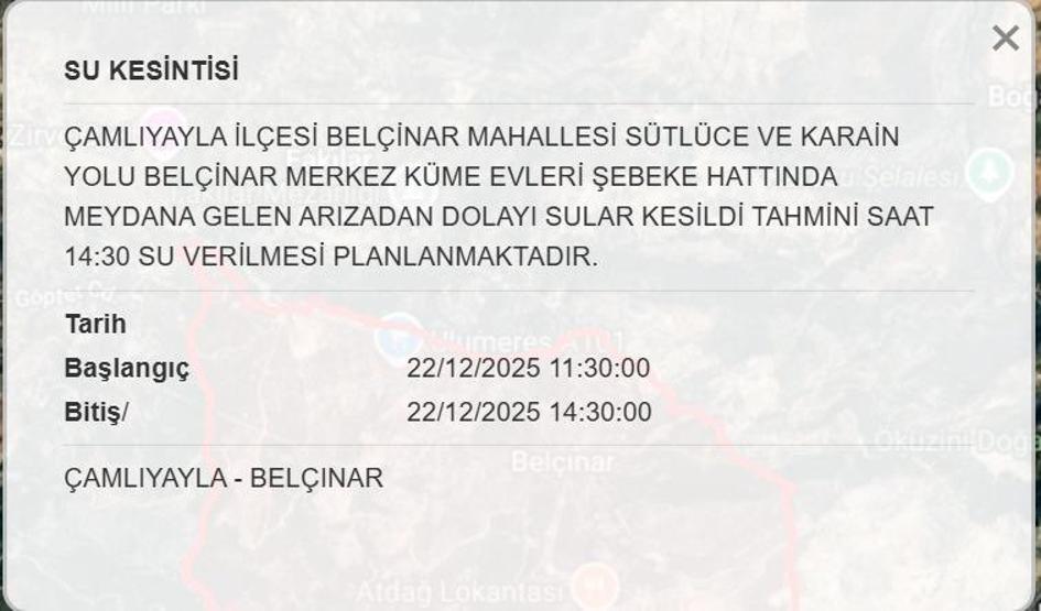 MESKİ 22 ARALIK MERSİN SU KESİNTİSİ: Mersinde Sular Ne Zaman Gelecek MESKİ Mersin Su Kesintisi Ne Zaman Bitecek