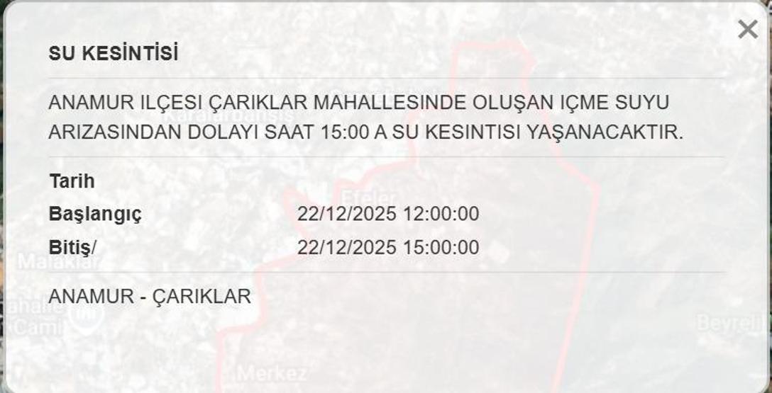 MESKİ 22 ARALIK MERSİN SU KESİNTİSİ: Mersinde Sular Ne Zaman Gelecek MESKİ Mersin Su Kesintisi Ne Zaman Bitecek