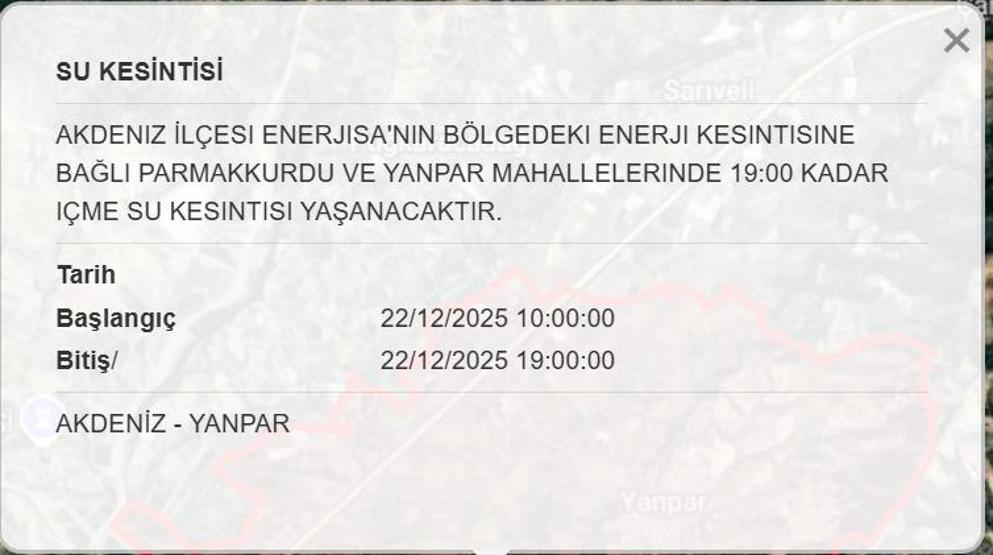 MESKİ 22 ARALIK MERSİN SU KESİNTİSİ: Mersinde Sular Ne Zaman Gelecek MESKİ Mersin Su Kesintisi Ne Zaman Bitecek