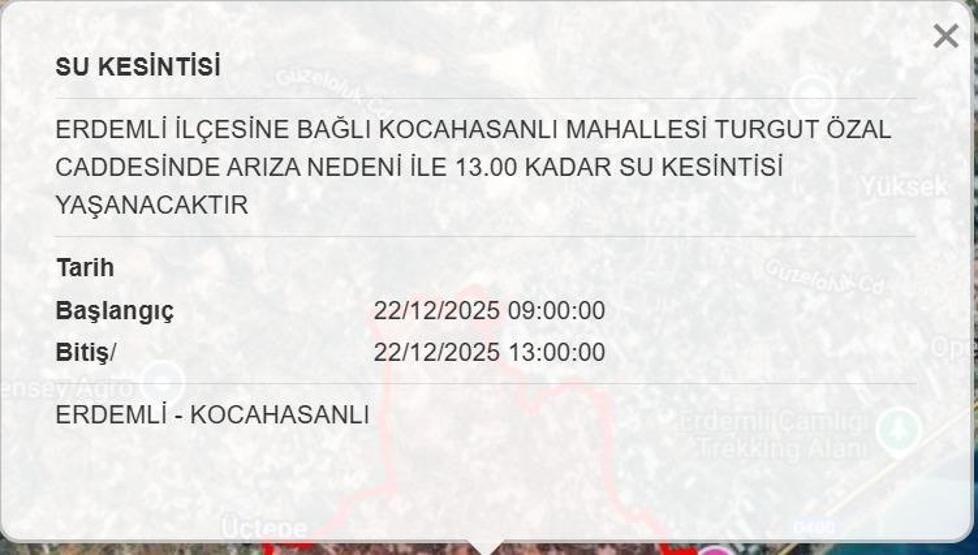 MESKİ 22 ARALIK MERSİN SU KESİNTİSİ: Mersinde Sular Ne Zaman Gelecek MESKİ Mersin Su Kesintisi Ne Zaman Bitecek