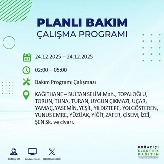 İSTANBULDA ELEKTRİK KESİNTİSİ OLAN İLÇELER 24 ARALIK 2025 | İstanbul’da Elektrik Kesintisi Saat Kaçta Bitecek Sarıyer, Fatih, Eyüpsultan...