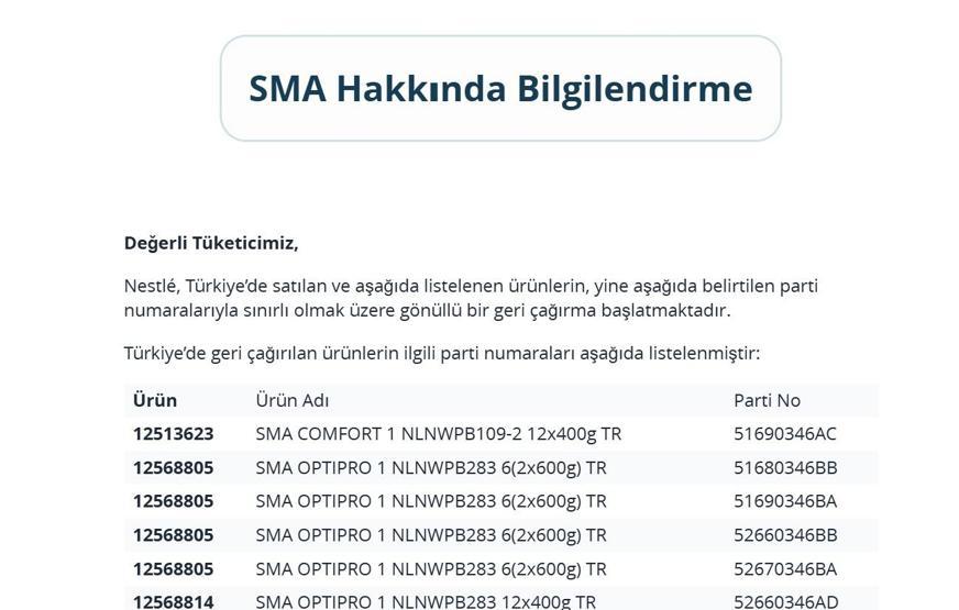 SMA MAMA TOPLATILIYOR MU Nestle SMA Mama Neden Toplatılıyor Türkiyede Toplatılıyor Mu Resmi Açıklama Geldi