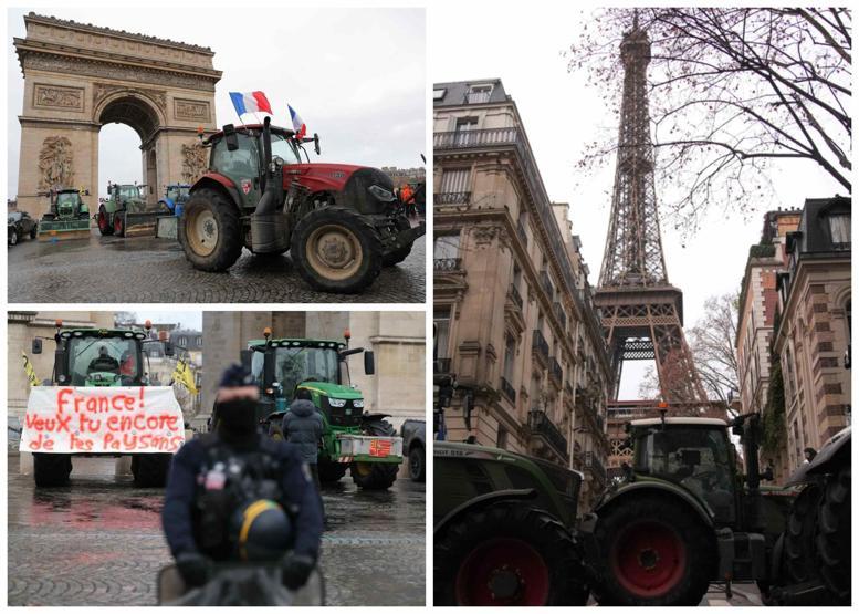 Parisin sembolleri traktörlerle çevrili: Çiftçiler başkentte