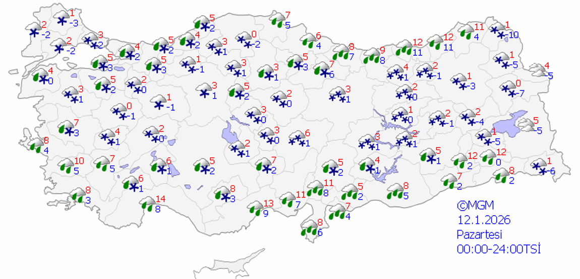 DONDURUCU HAFTA BAŞLADI Meteoroloji açıkladı: Kar yağışı, sağanak yağmur ve fırtına... 41 il için sarı kod