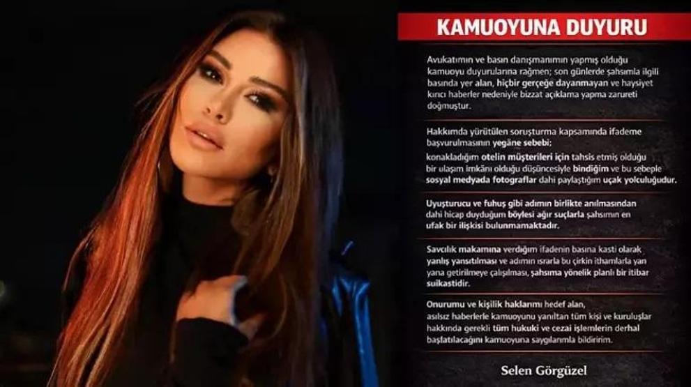 Ünlülere uyuşturucu operasyonunda gözaltına alınmıştı Selen Görgüzelden sert tepki: Planlı bir itibar suikastı