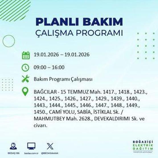 BEDAŞ İSTANBUL ELEKTRİK KESİNTİSİ 19 OCAK: İstanbul’da elektrikler ne zaman gelecek 19 Ocak Pazartesi BEDAŞ AYEDAŞ İstanbul elektrik kesintisi listesi...