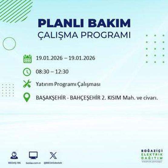 BEDAŞ İSTANBUL ELEKTRİK KESİNTİSİ 19 OCAK: İstanbul’da elektrikler ne zaman gelecek 19 Ocak Pazartesi BEDAŞ AYEDAŞ İstanbul elektrik kesintisi listesi...