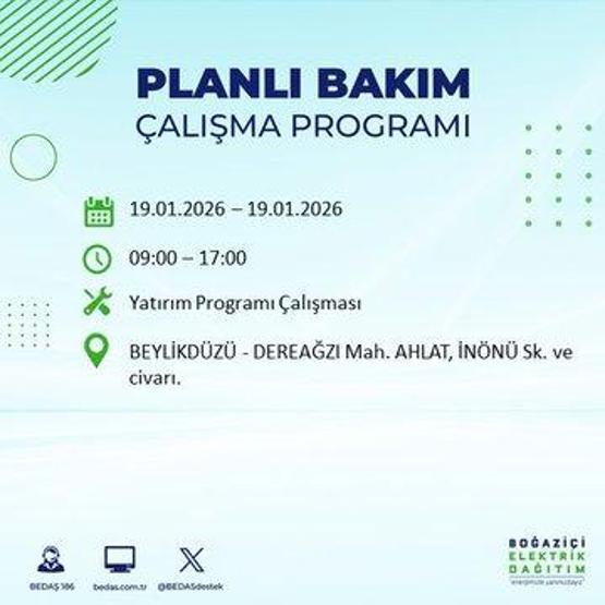 BEDAŞ İSTANBUL ELEKTRİK KESİNTİSİ 19 OCAK: İstanbul’da elektrikler ne zaman gelecek 19 Ocak Pazartesi BEDAŞ AYEDAŞ İstanbul elektrik kesintisi listesi...