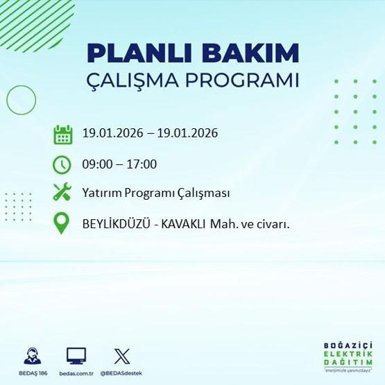 BEDAŞ İSTANBUL ELEKTRİK KESİNTİSİ 19 OCAK: İstanbul’da elektrikler ne zaman gelecek 19 Ocak Pazartesi BEDAŞ AYEDAŞ İstanbul elektrik kesintisi listesi...