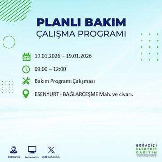 BEDAŞ İSTANBUL ELEKTRİK KESİNTİSİ 19 OCAK: İstanbul’da elektrikler ne zaman gelecek 19 Ocak Pazartesi BEDAŞ AYEDAŞ İstanbul elektrik kesintisi listesi...