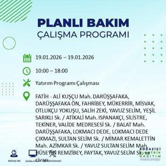 BEDAŞ İSTANBUL ELEKTRİK KESİNTİSİ 19 OCAK: İstanbul’da elektrikler ne zaman gelecek 19 Ocak Pazartesi BEDAŞ AYEDAŞ İstanbul elektrik kesintisi listesi...