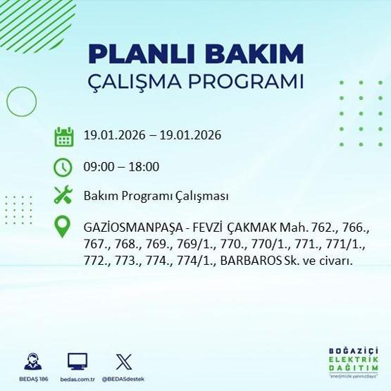 BEDAŞ İSTANBUL ELEKTRİK KESİNTİSİ 19 OCAK: İstanbul’da elektrikler ne zaman gelecek 19 Ocak Pazartesi BEDAŞ AYEDAŞ İstanbul elektrik kesintisi listesi...